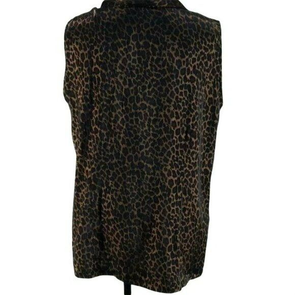 Studio C Plus‎ Blouse Cheetah Print Button Up Down Size 26 - Picture 2 of 8